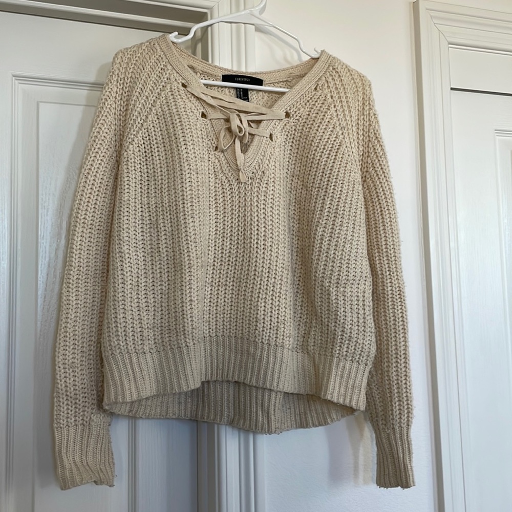 Forever21 nude sweater with tie